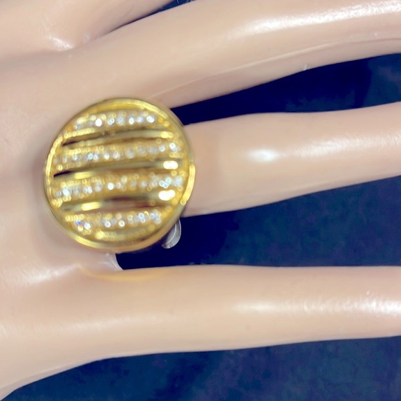 FASHION JEWERLY LUNETA RING WITH LINES FILLED WITH ZIRCONIA STAINLESS STEEL # 10 - Picture 2 of 7